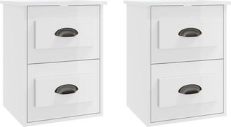 vidaXL Mesitas de noche de pared 2 uds blanco brillante 41,5x36x53 cm vidaXL