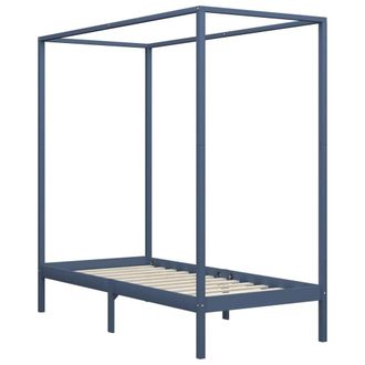 Berkfield Home Canopy Bed Frame Grey Solid Pine Wood 100x200 cm in Dark Blue