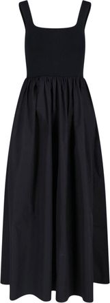 Matteau Black Fitted Square Neck Midi Dress