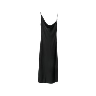 Stella McCartney Stella McCartney, Midi Dresses, female, Black, Size: 2XS Asymmetric Cowl-Neck Midi Dress