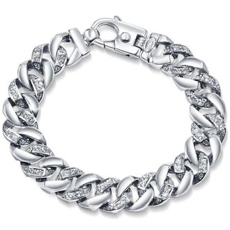Pompeii3 Mens 14k Gold (104gram) or Platinum (172gram) 14mm Diamond Bracelet 8.75
