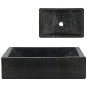 Berkfield Home Sink 45x30x12 cm Marble High Gloss Black | Size: 45 x 30 x 12 cm