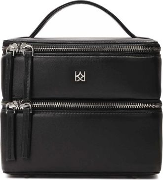 Kazar Tassen, Dames, Zwart, ONE Size, Tweelaagse stijve leren cosmetische tas