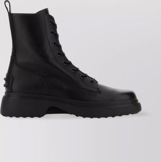 Tod's leather lace-up ankle combat boots