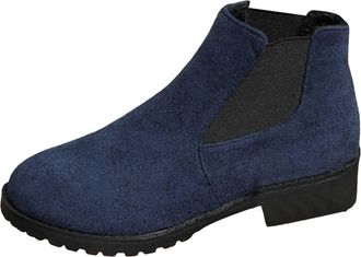 Generic Ankle Boots For Women Uk Fashion Chelsea Boots Ladies Comfortable Waterproof Wellies Boots Outdoors Garden Walking(D-Navy,10)