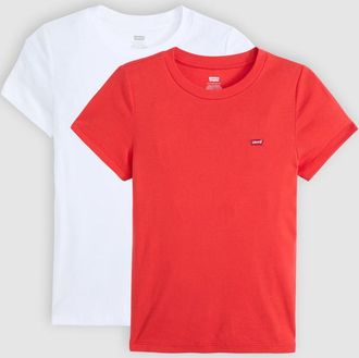 Levi's Camiseta Essential (paquete de 2) - Mujer - 2XS - Multicolor / White + & Poppy Red White+ & Poppy Red