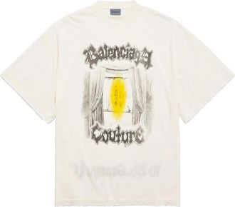 Balenciaga Salon de Couture Shaped T-Shirt - Dames - T-shirts - Wit - M - Katoen - Tops