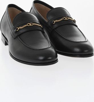 Valentino GARAVANI Leather Loafers With Gold Detail Valentino