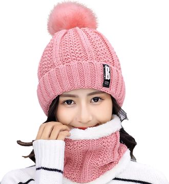 Generic Cyber of Monday 2024 Hat and Scarf Sets for Women Ladies Bobble Hats Gloves Adult Hat Scarf Gloves Hat with Gloves Attached Matching Bobble Hats Light