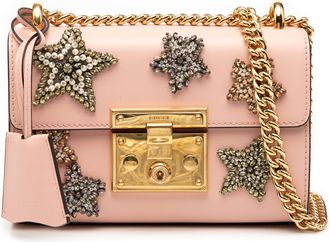 Gucci Pre-owned Womens Small Crystal Embellished Leather Star Padlock Crossbody - Pink - One Size