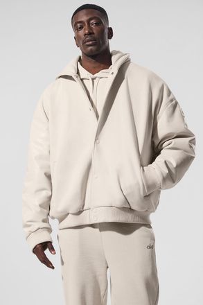 Alo | Select Hooded Bomber Jacket in Bone Beige, Size: Medium