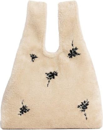 Simone Rocha Mini Faux Fur Shopper Bag with Embellishment in Blonde/jet at Nordstrom