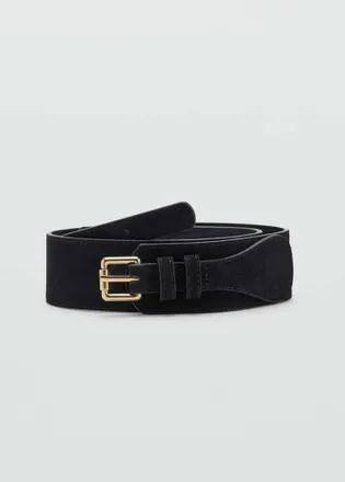 Mango Cintura larga pelle effetto scamosciato fibbia metallica nero - Donna - S - MANGO