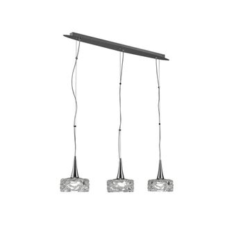 Netlighting O2 Ceiling Pendant 3 Light E27 Line Large Polished Chrome in Grey
