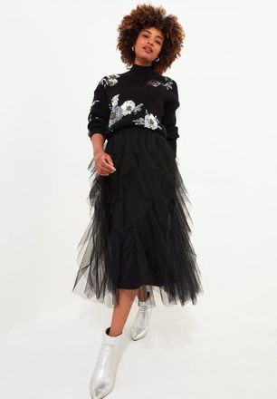 Joe Browns Tulle Midi Skirt in Black at Nordstrom, Size 16