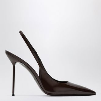 PARIS TEXAS Lidia slingback pumps in ebony patent leather