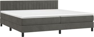 vidaXL Vidaxl - Cama Box Spring Colch&oacute;n Y Led Terciopelo Gris Oscuro 200x200 Cm