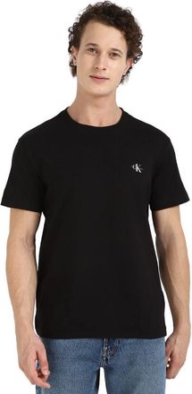 Calvin Klein Mens 2 Pack Monologo Short Sleeve Round Neck T-Shirts, Multicolor (Ck Black/India Ink), L