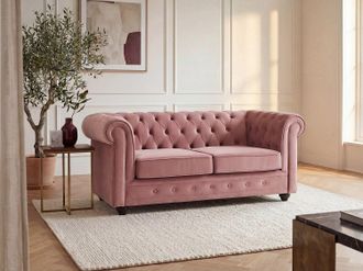 Vente-Unique Divano 2 posti in Velluto Rosa pastello - CHESTERFIELD