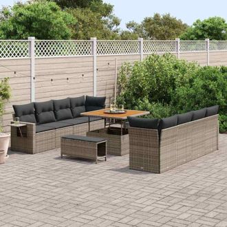 vidaXL Conjunto De Sof&aacute; De Jard&iacute;n 11 Pcs Gris Polirat&aacute;n Vidaxl
