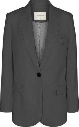 Copenhagen Muse Grijze Melange Blazer met Zakken - Dames - Blazers - Grijs - L - Polyester - Jassen
