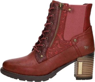 Mustang Veterschoenen Hak - Dames - Laarzen met Hak - Rood - 39 EU - Schoenen