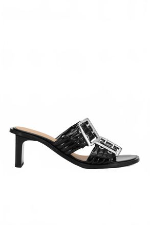 Ganni Womens Feminine Buckle Heel Mule Sandals In Black