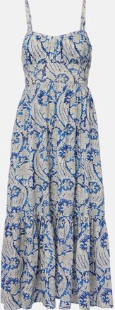 Ulla Johnson Abito midi Nadine in misto cotone con stampa
