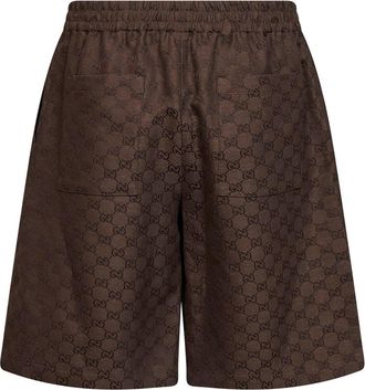 Gucci Mens Shorts Gg Canvas Brown Viscose