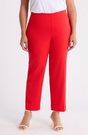 Anne Klein Hollywood Waist Straight Leg Ankle Pull-On Pants in Begonia Red at Nordstrom, Size 2 X