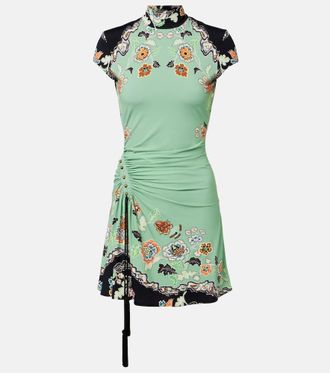 Roberto Cavalli Floral gathered jersey minidress