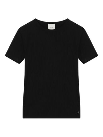Calvin Klein T-shirt a maniche corte a coste - Nero