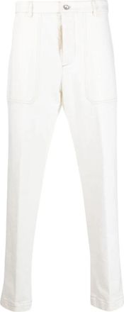 PESERICO Rechte broek - Heren - Straight fit broeken - Wit - L - Katoen - Broeken