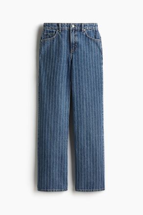 H&M Wide High Jeans - Dunkeldenimblau/Nadelstreifen