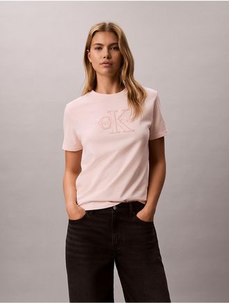 Calvin Klein Jeans Calvin Klein Womens Baby Terry Monologo Graphic Tee - Light/Pastel Orange - XL