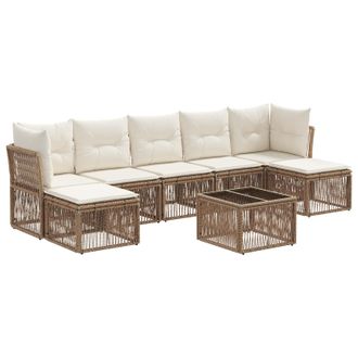 vidaXL Conjunto De Sof&aacute;s De Jard&iacute;n 8 Pcs Beige Rat&aacute;n Sint&eacute;tico Vidaxl