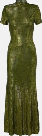 Self Portrait Embellished mesh maxi dress