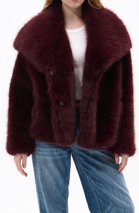 Azalea Wang Regina Faux Fur Jacket in Burgundy at Nordstrom, Size Medium