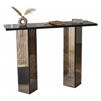 Dmora Consola Lauregno, Tablero Marr&oacute;n, Tono Estructura Bronce, Tono Tablero Bronce, 105x34x80h Cm Marr&oacute;n Bronce