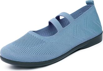 Generic Womens Slip on Loafer Size 5.5, Mesh Breathable Ballet Flat Walking Sneakers, Knit Round Toe Tennis Workout Sneakers Comfortable Lightweight Casual Sh