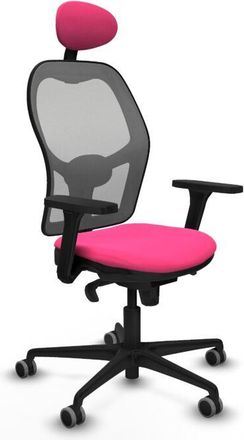 Piqueras y Crespo Piqueras Y Crespo - Jorquera Sincro Malla Gris Similpiel Rosa Brazos 3d Base Nailon Cabecero Fijo Ruedas 65mm Engomada