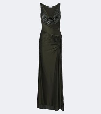 Paco Rabanne Vestido de fiesta de sat&eacute;n con cota de malla