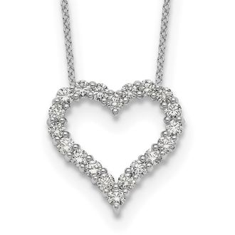 Diamond2Deal 14k Gold 1 Ct Lab Grown Diamond Open Heart Pendant Necklace 18 Clarity VS, Color D-E