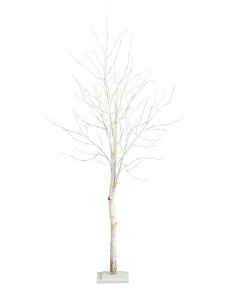 Nearly Natural 6ft Pre-Lit Artificial White Birch Tree with 90 White LED Lights