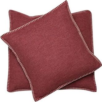 CaliTime Kissenbezug-Set – 2 Weiche Wurfkissenhüllen Mit Blattmuster In Burgund/Gold, 40x40 Cm Für Sofa & Wohnzimmer