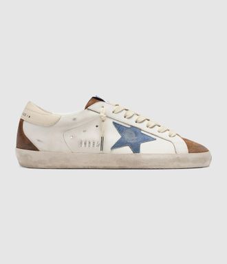 Golden Goose Baskets Homme Super-Star White Brown Blue Denim Cream