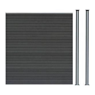 MonsterShop Composite Fence Panel & LED Posts 6ft x 6ft - Grey