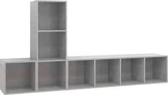 vidaXL Vidaxl - Set De Muebles De Sal&oacute;n 3 Pzas Madera Ingenier&iacute;a Gris Hormig&oacute;n