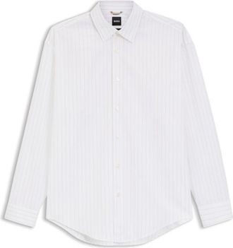 BOSS Striped relaxed-fit shirt in cotton poplin