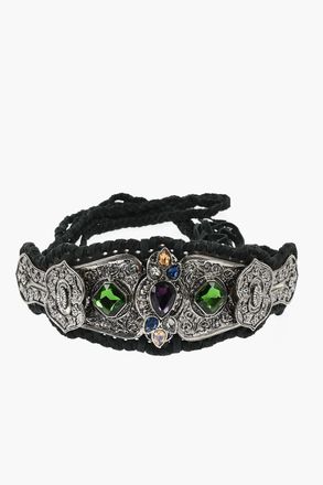 Dsquared2 Cintura Wide DREAMCATCHER in Suede e Metallo Impreziosita da Cristalli 10cm Dsquared2
